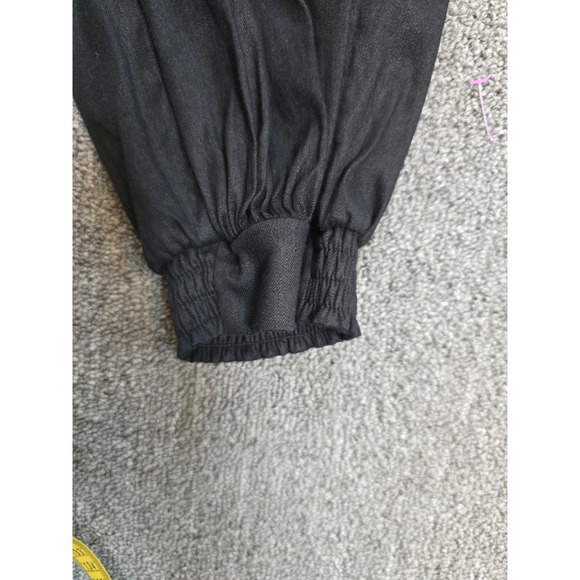 Alice + Olivia black Congo Banded Cargo Black Linen joggers Size 4 - Picture 10 of 13